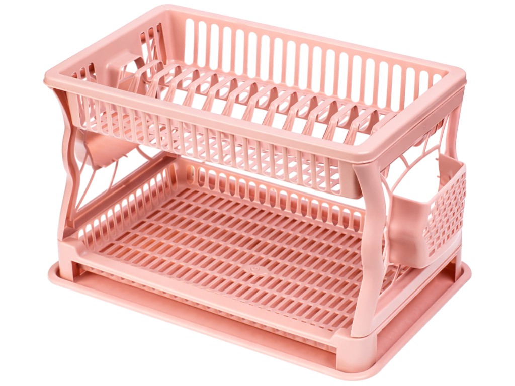 Сушилка для посуды R plastic, пудра, 2 яруса, 43x29x27,5см, 20204