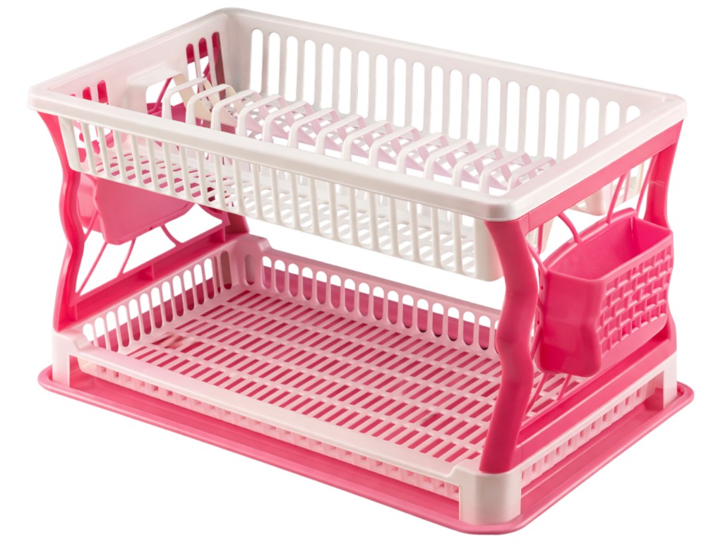 Сушарка для посуду R plastic, рожевий, 2 яруси, 43x29x27,5см, 20206