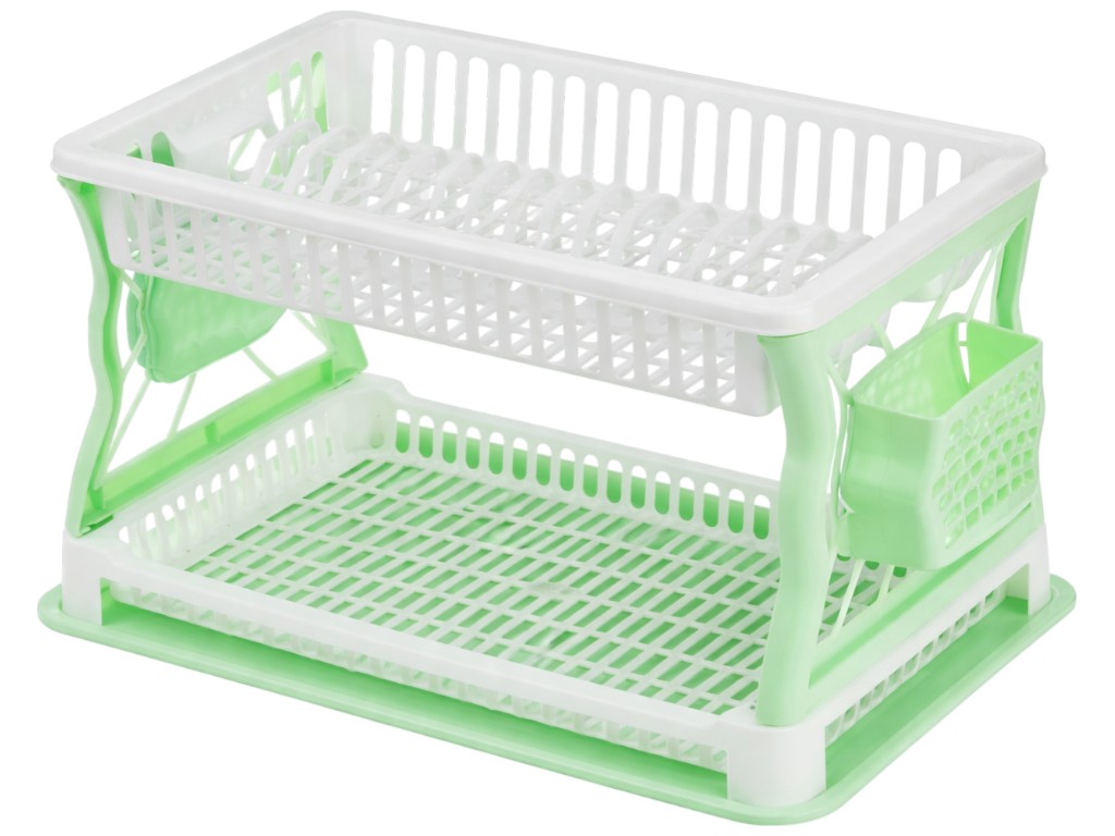 Сушарка для посуду R plastic, салатовий, 2 яруси, 43x29x27,5см, 20207