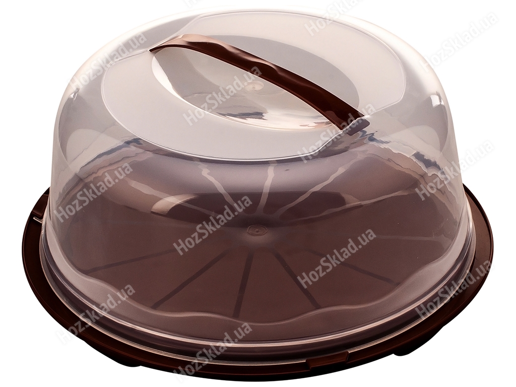 Тортница круглая R plastic, d34см, высота 16см, коричневая, 22004