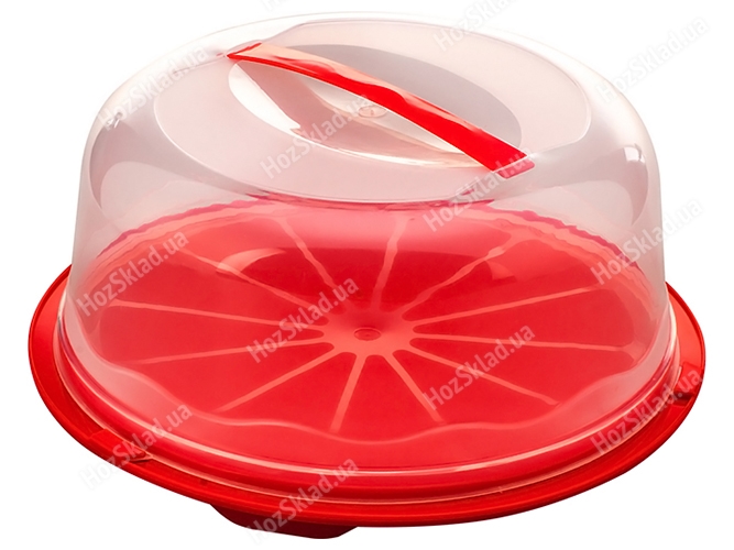 Тортница круглая R plastic, d34см, высота 16см, красная, 22007