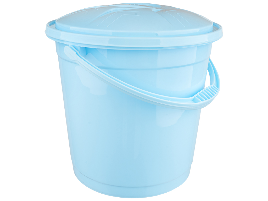 Ведро R-plastic цветное с крышкой, 10л, голубое