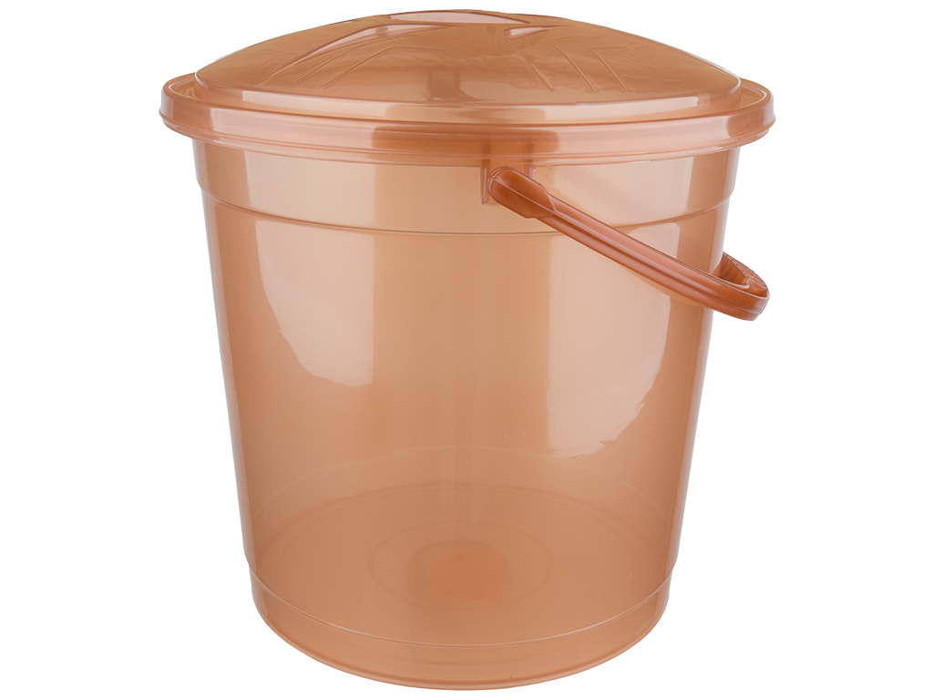 Ведро R-plastic прозрачное с крышкой, 15л, бронза