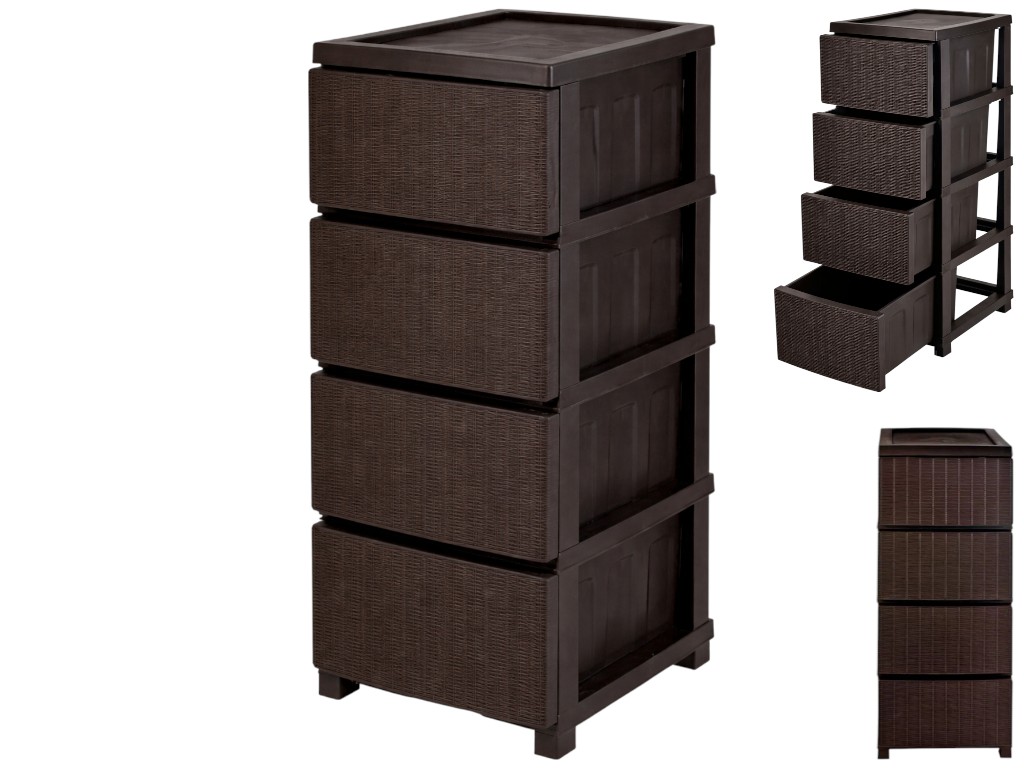 Комод R-Plastic Ротанг, 4 ящики, пластик, 35х45х86см, колір коричневий