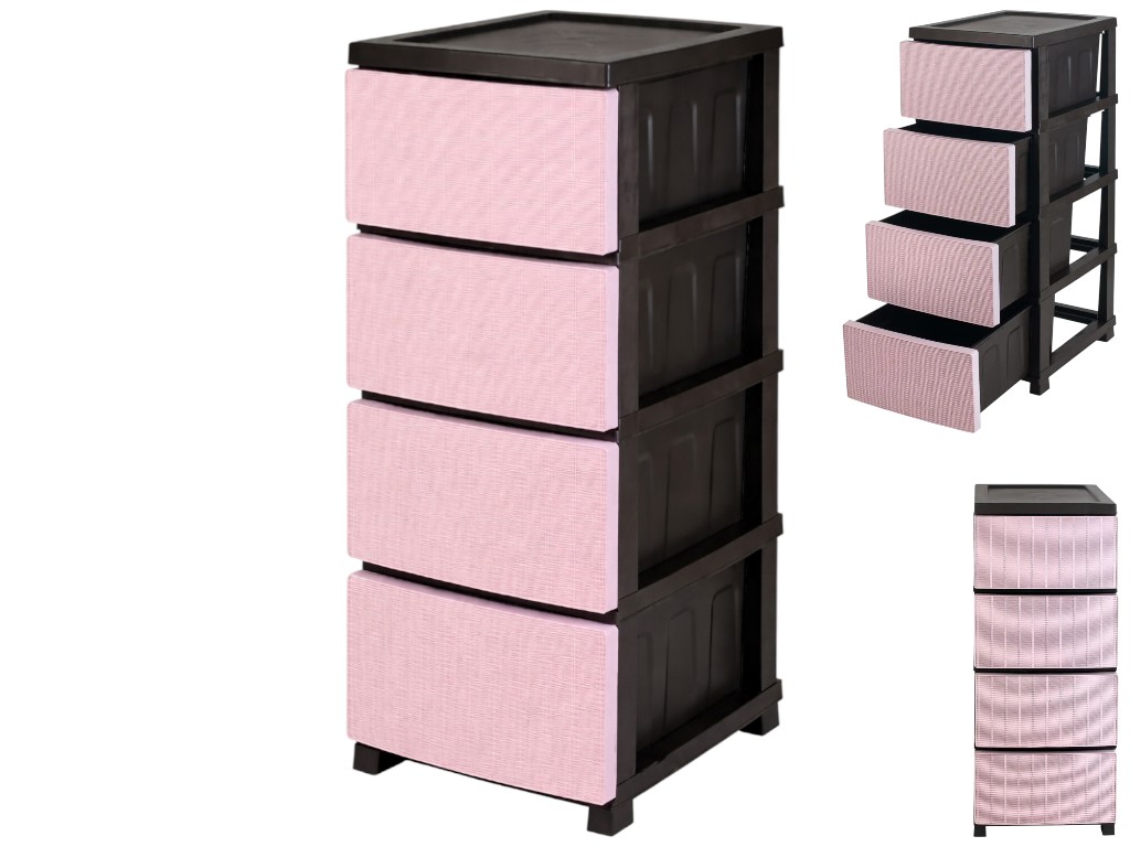 Комод R-Plastic Ротанг, 4 ящика, пластик, 35х45х86см, цвет пудрово-коричневый