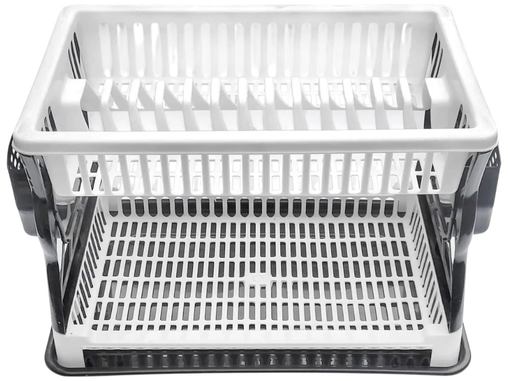 Сушка для посуду R-Plastic, 2-ярусна, пластик, 43х29х27,5см, колір чорно-білий 20210