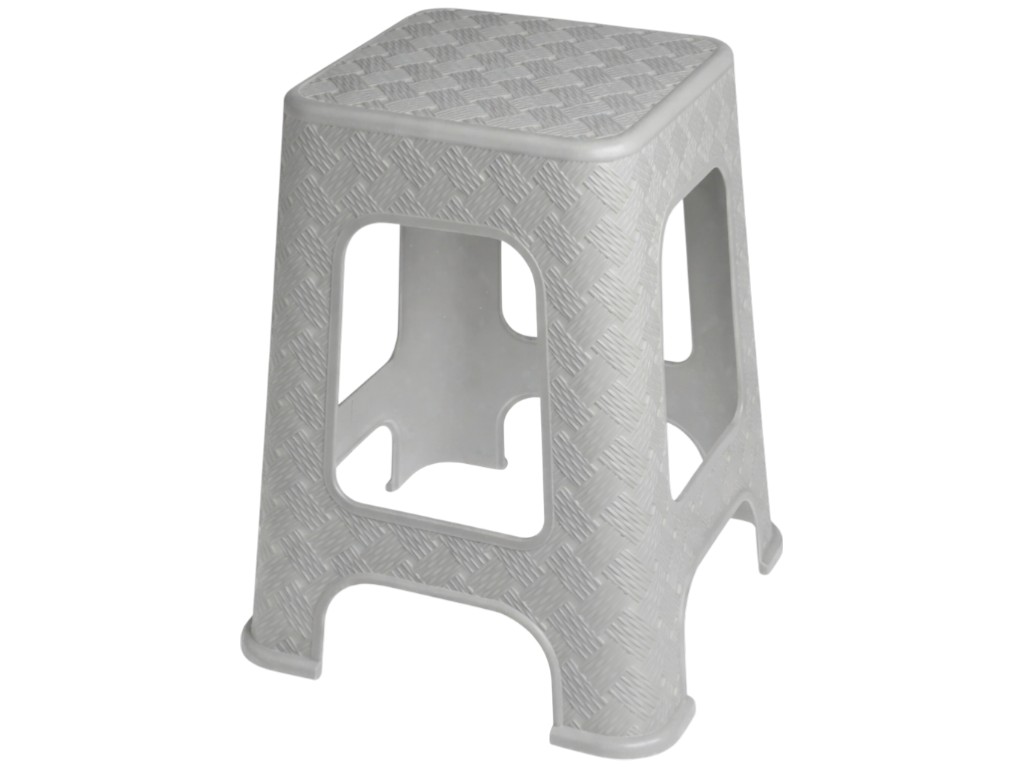 Табурет R-Plastic Ротанг, пластик, 37,5х37,5х45,5см, колір сірий