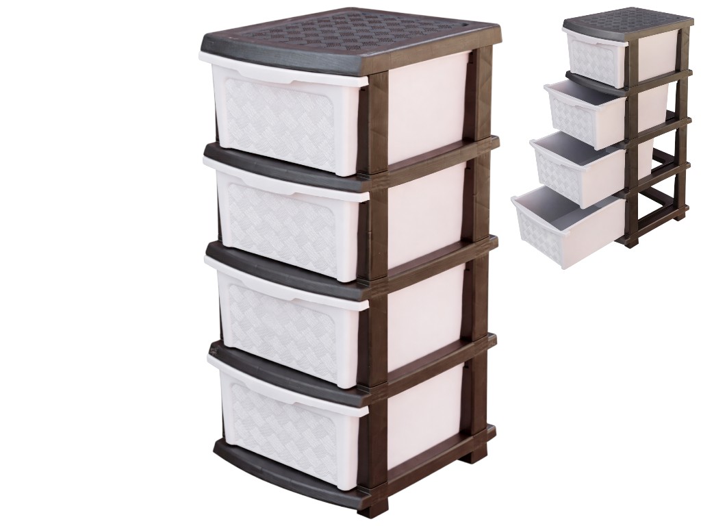 Комод R-Plastic Компакт, 4 ящики, пластик, 34х40х86см, колір пудрово-коричневий