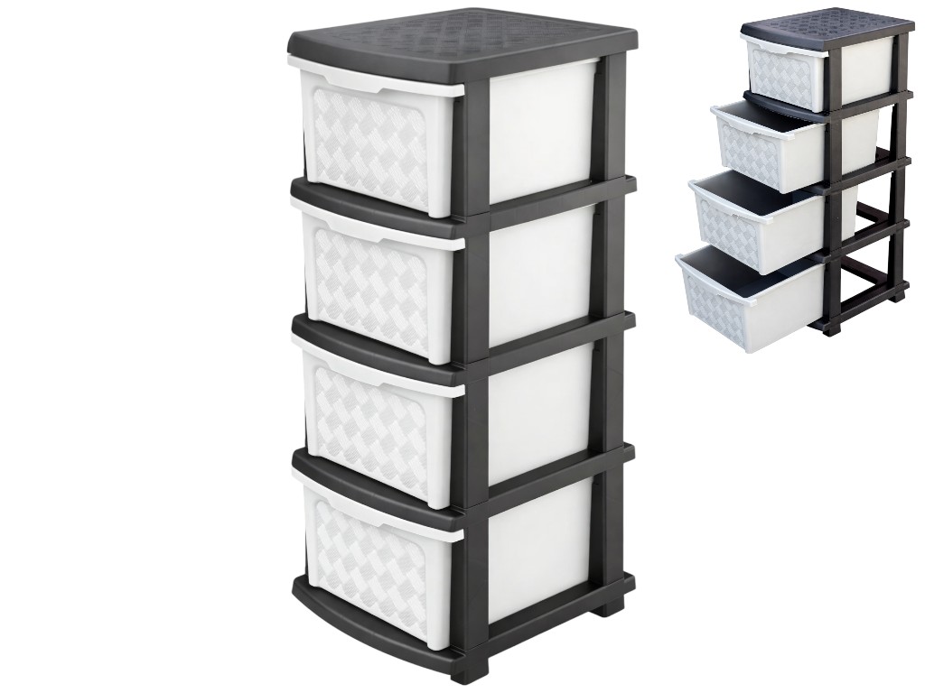 Комод R-Plastic Компакт, 4 ящики, пластик, 34х40х86см, колір сіро-чорний