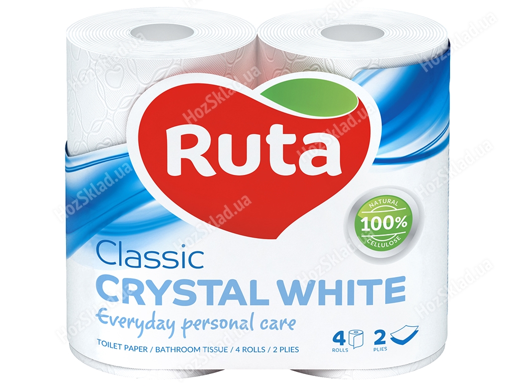 Бумага туалетная Ruta Classic белая двухслойная (цена за упаковку 4 рулона)