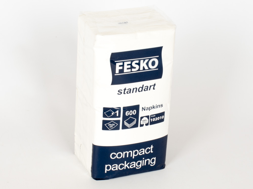 Салфетки "FESKO Standart" белые однослойные 24x24см 600шт