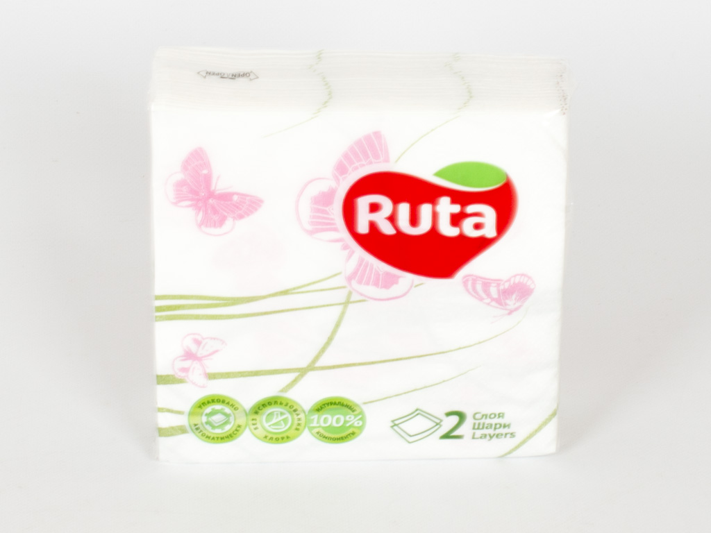 Салфетки "Ruta Double Luxe" "Бабочки" двухсл. 24x24см 40шт
