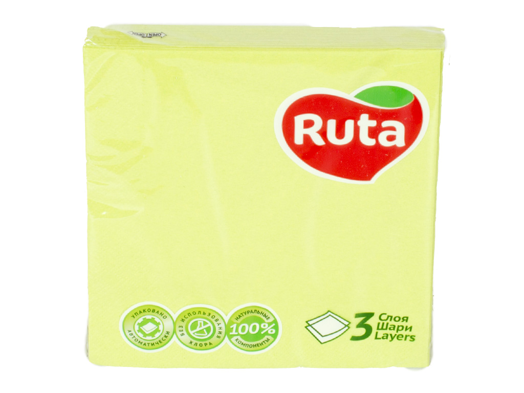 Салфетки "Рута" зеленые трехслойные 33x33см 20шт