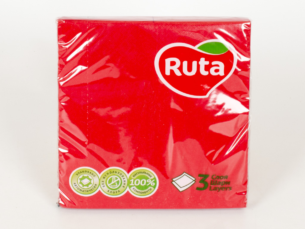 Салфетки "Рута" красные трехслойные 33x33см 20шт