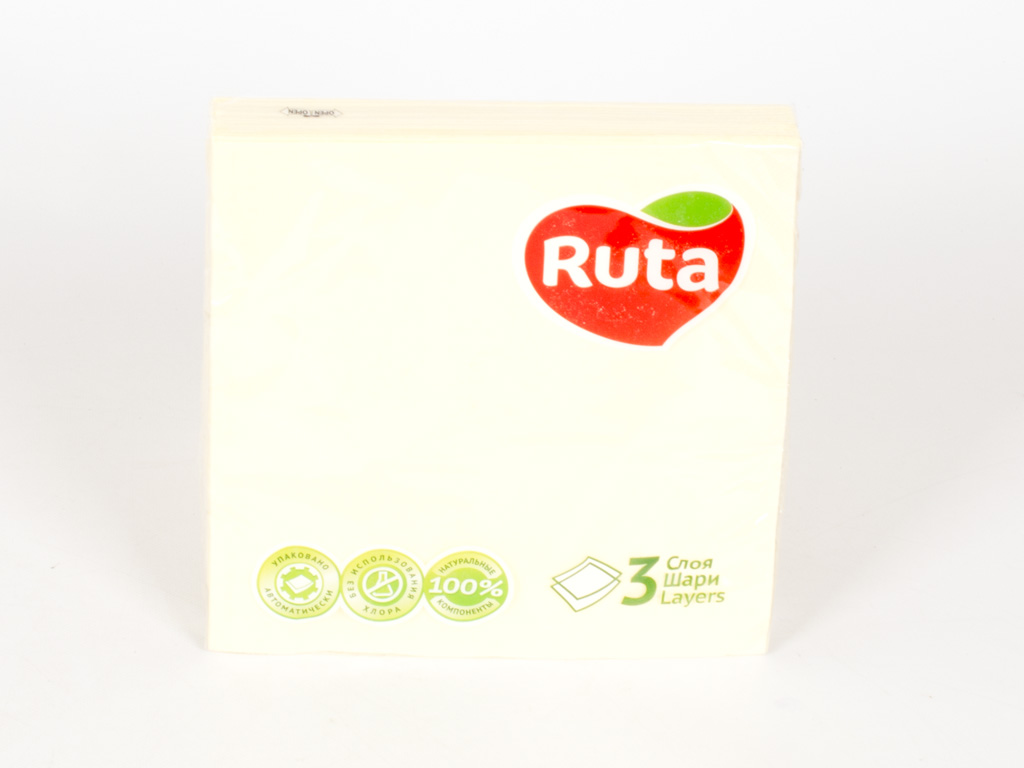 Салфетки "Рута" кремовые трехслойные 33x33см 20шт