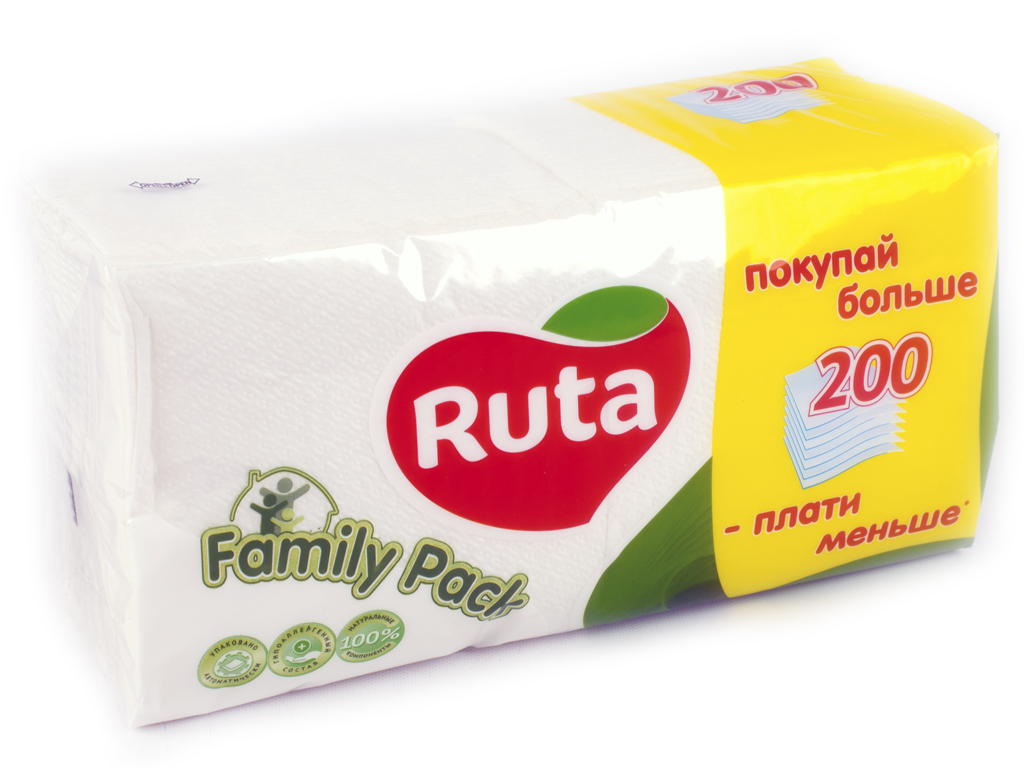 Салфетки "Ruta Family Pack" белые 200шт