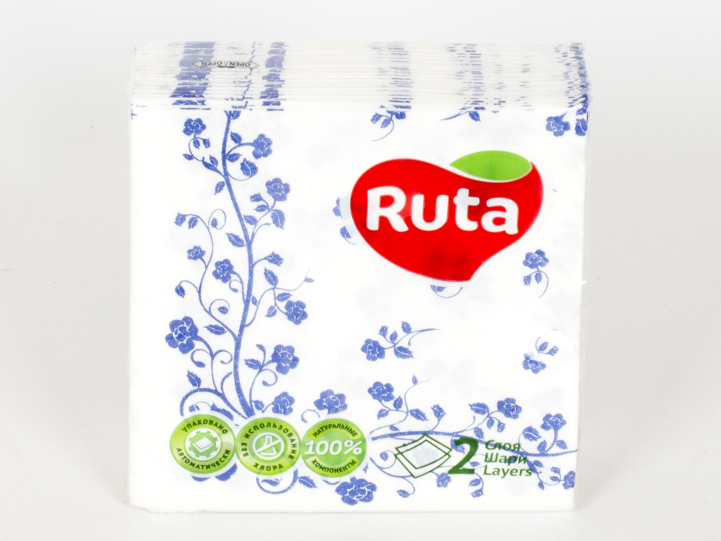 Салфетки "Ruta Double Luxe" "Незабудка" двухсл. 24x24см 40шт