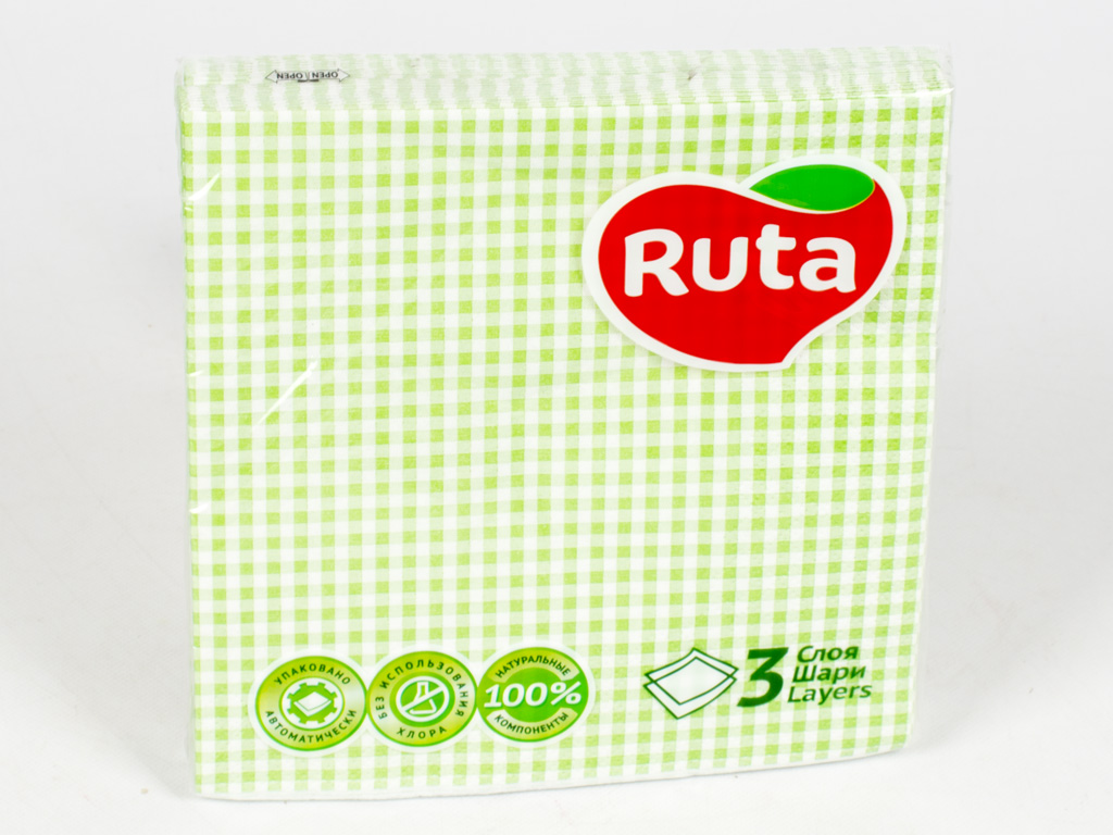 Салфетки "Ruta Art" - "Клетка зеленая" трехсл. 33x33см  20шт