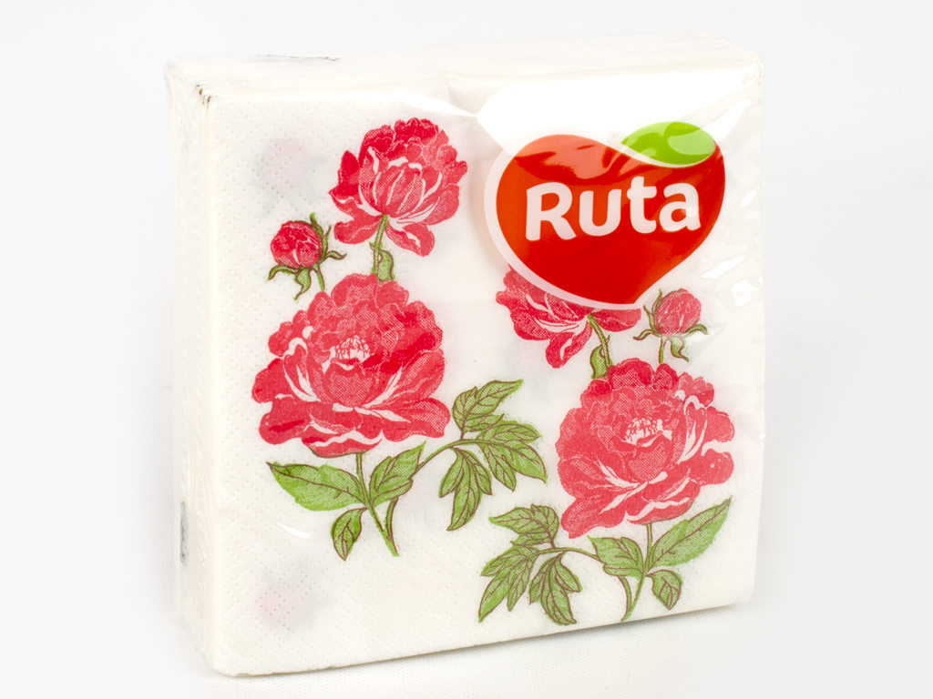 Салфетки "Ruta" Double Lux Флора белые двухслойные 24x24см 40шт