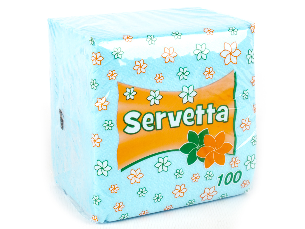 Салфетки "Servetta" Ecolo голубые 24x24см 100шт