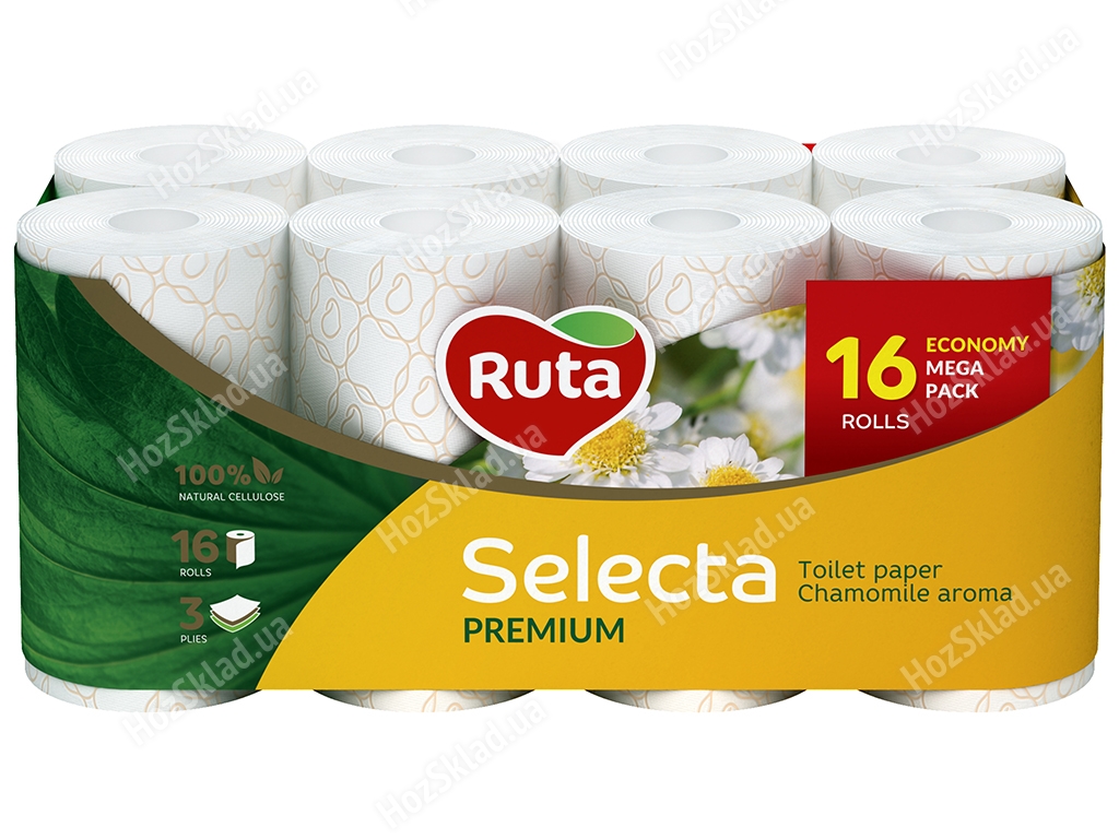Бумага туалетная Ruta Selecta белая трехслойная, ароматизированная (цена за упаковку 16 рулонов)