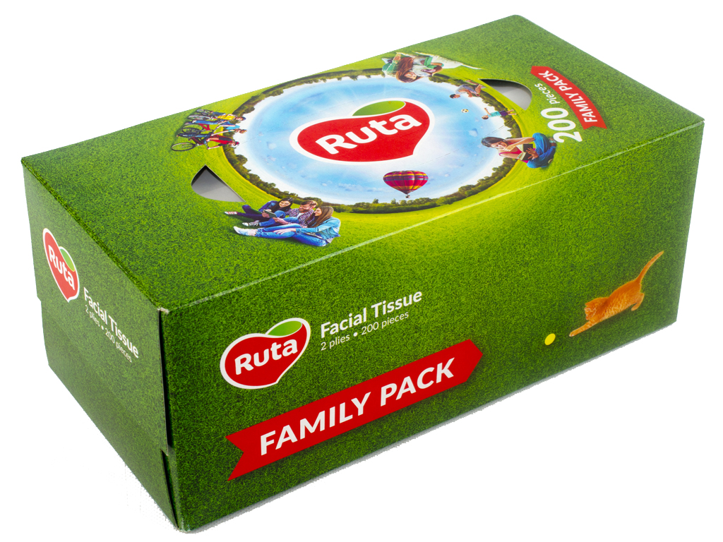 Серветки косметичні "Ruta" Family Pack Brick двошарові 200 аркушів пенал