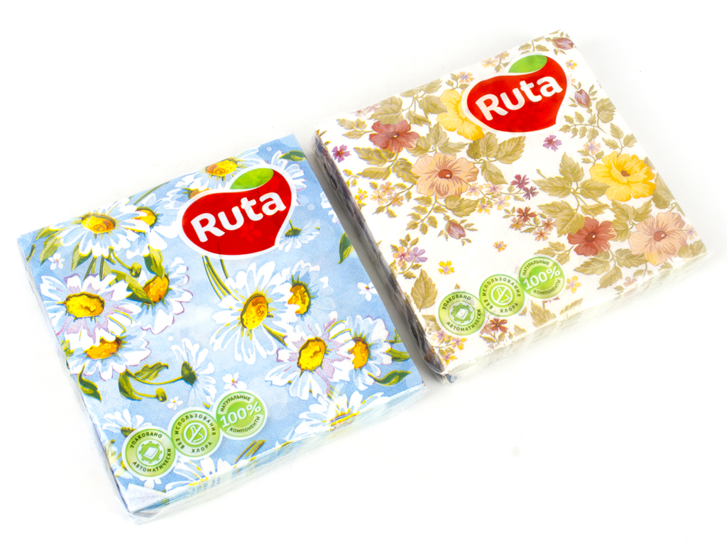 Салфетки "Ruta" Art - Цветы 2 расцветки двухсл. ароматизированные 33x33см 20шт