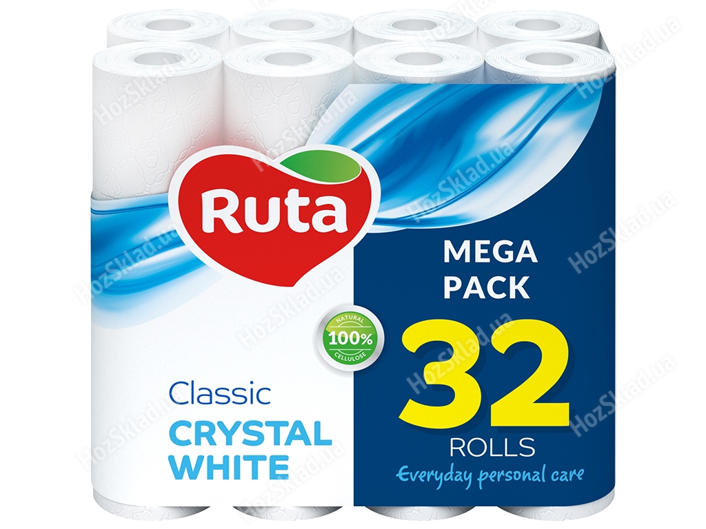 Бумага туалетная Ruta Classic белая двухслойная (цена за упаковку 32 рулона)