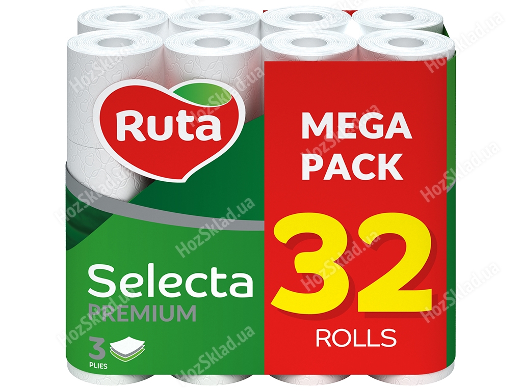 Папір туалетний Ruta Selecta білий тришаровий (ціна за упаковку 32 рулони)
