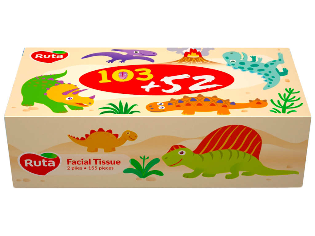 Серветки косметичні Ruta Kids MIX двошарові 20х21см білі, пенал 103+52аркуша