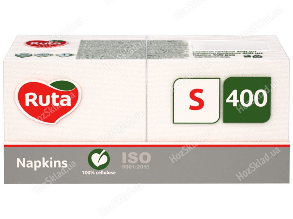 Серветки паперові Ruta Professional S одношарові 20х24см білі (ціна за упаковку 400шт)