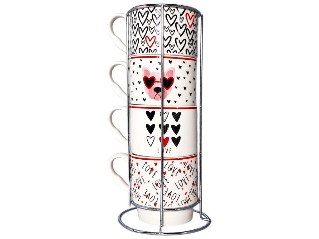 Набор чашек на подставке, 320мл (цена за набор 4шт)