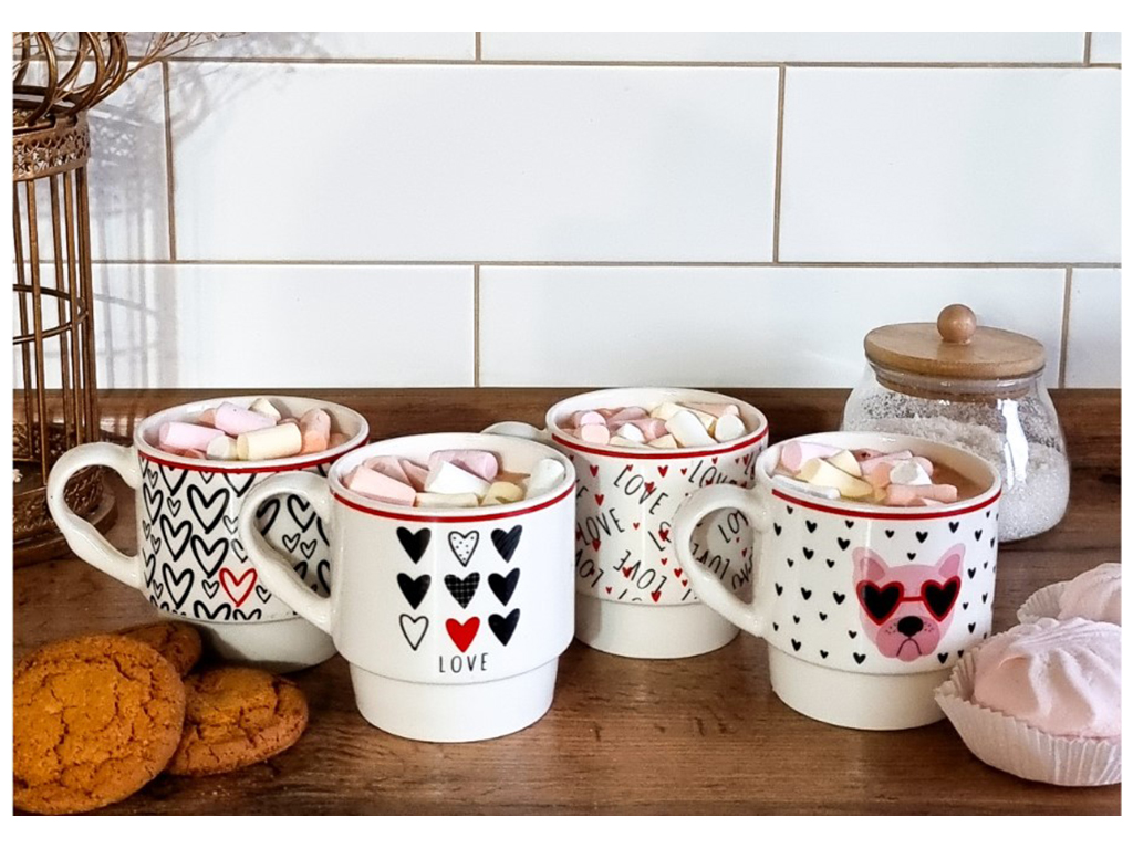 Набор чашек на подставке, 320мл (цена за набор 4шт)