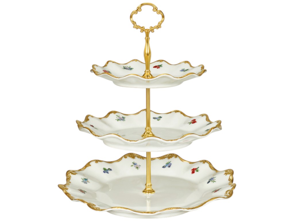 Конфетница Шантильи, 3-ярусная, фарфор, 31х25х19х33см, цвет кремовый
