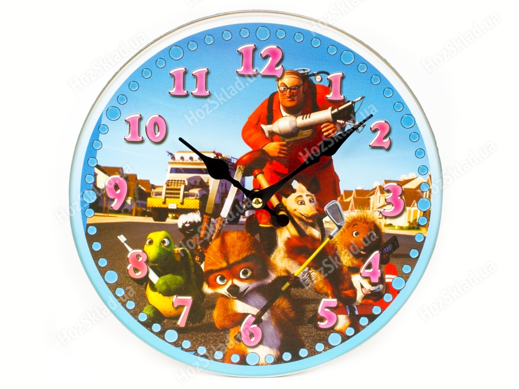 Часы настенные детские Мультфильмы круглые кварц. МДФ 25см