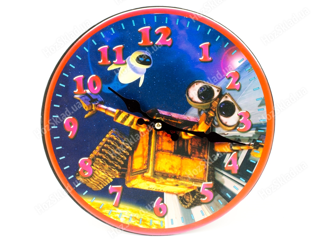 Годинник настінний дитячий Мультфільми круглий кварц. МДФ 25см