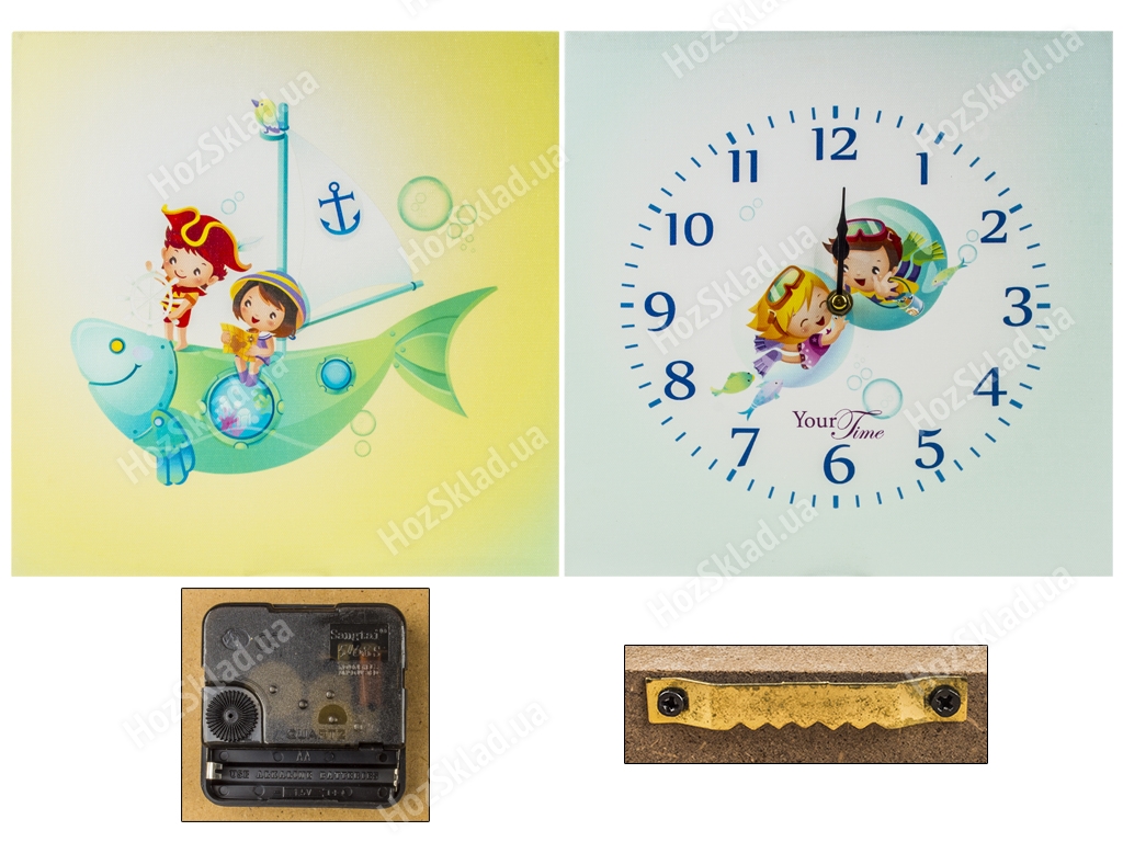 Часы настенные детские на полотне Моряки МДФ 56х28см