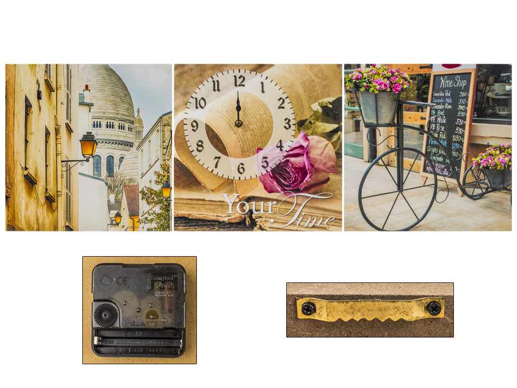 Часы настенные на полотне "Уютные улочки" МДФ 90х30см