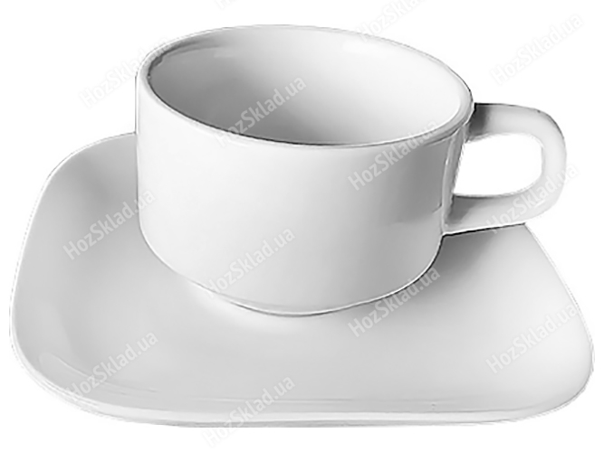 Чашка з блюдцем, біла (чашка-180мл, блюдце-14,2см)