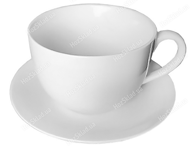 Чашка з блюдцем, біла (чашка-200мл, блюдце- 14,8см)