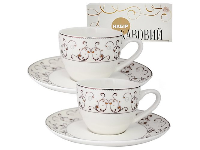 Сервіз кавовий Констанція 12 предметів (чашка 110мл, блюдце 13см)