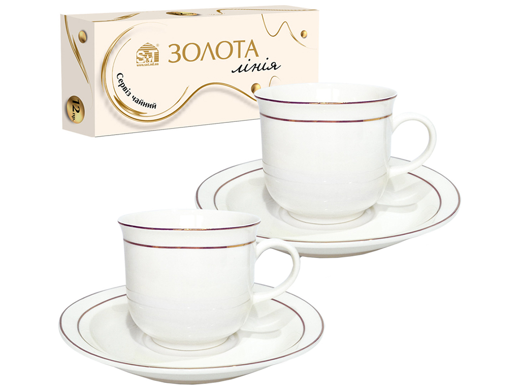 Сервіз кавовий Золота лінія, 250мл (ціна за набір 12 предметів)
