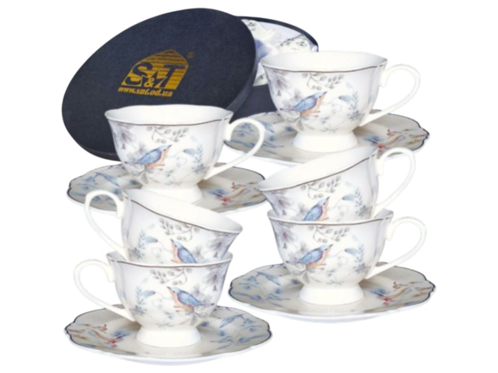 Сервиз чайный S&T Dayton Blue, 12 предметов, 180 мл, 16 см, цвет белый с синим узором