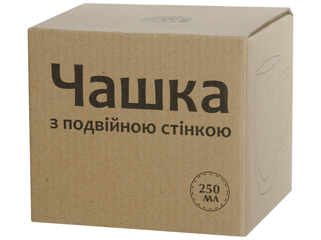 Чашка з подвійною стінкою скляна 12х8,5х8см 250мл