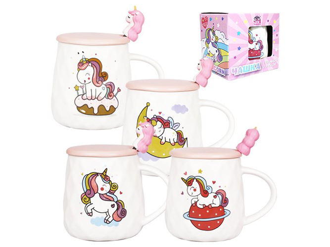 Чашка з кришкою та ложкою Baby Unicorn 400мл