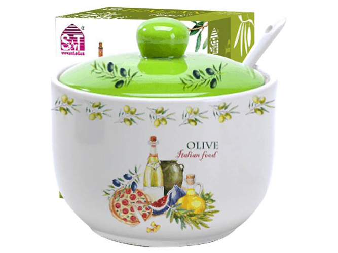 Цукорниця з ложкою Італійські страви 11х11х7,5см 450мл