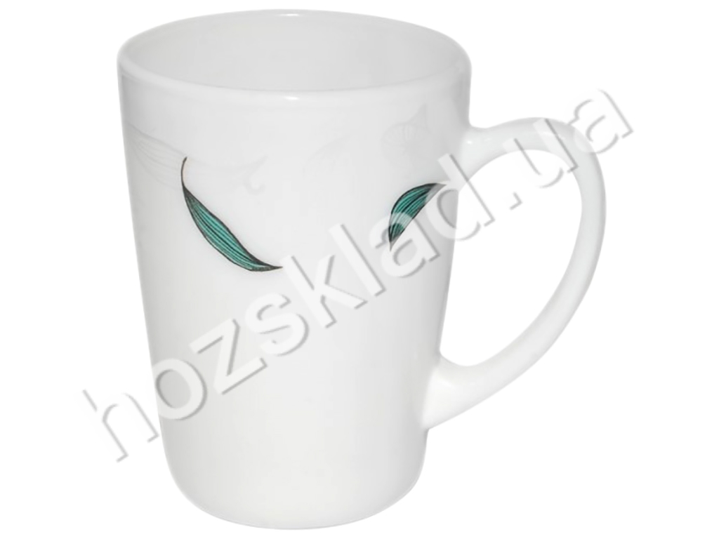 Чашка стеклокерамическая Зеленый листок 350мл (140807)