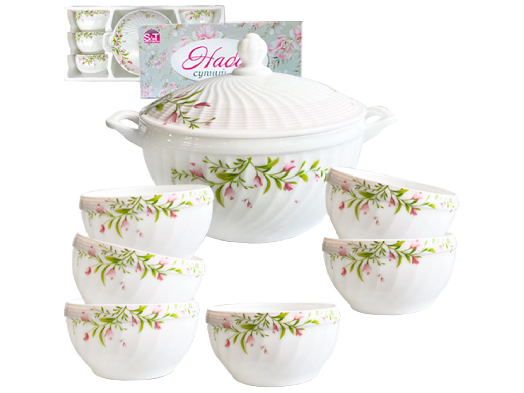 Набор супной Тюльпаны, 2,5л, 740мл (цена за набор 7 предметов)