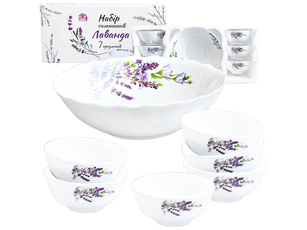 Набор салатников Лаванда, 7 предметов, 1х800мл и 6х260мл