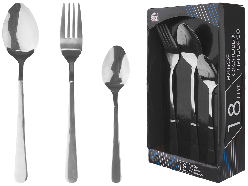 Набор столовых приборов "Family-1" 18 предметов (6 вилок, 6 ложек, 6 десертных ложек)